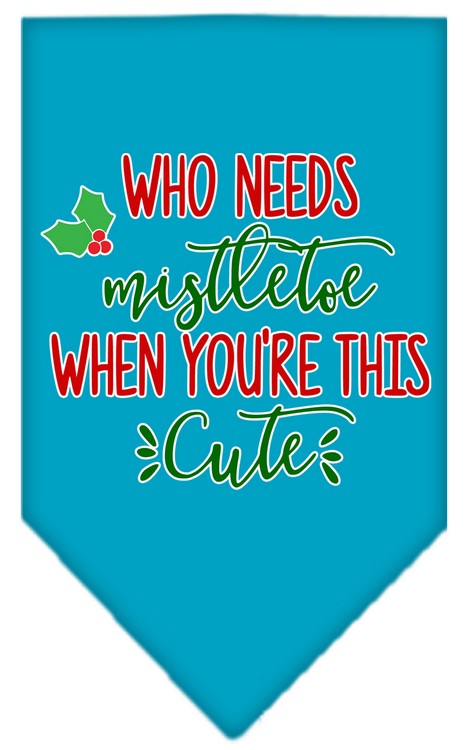 Who Needs Mistletoe Screen Print Bandana Turquoise Large